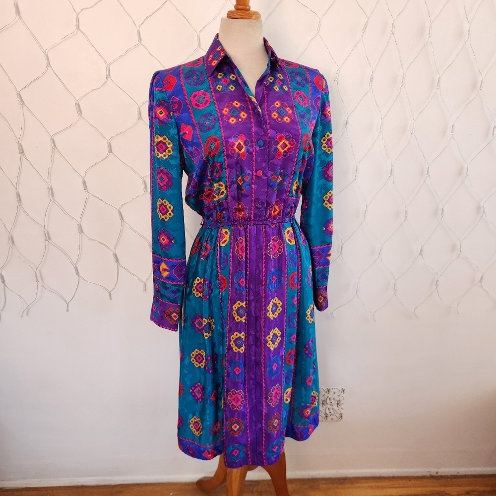 °Vintage California Design Dorothy Samuels Multi-Colored Dress • Estimates Small